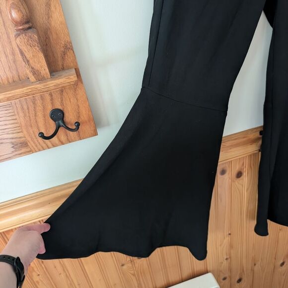 Anthropologie Greylin Leni Frill Flared Black Dress Pants Trousers Size Medium - Picture 6 of 10